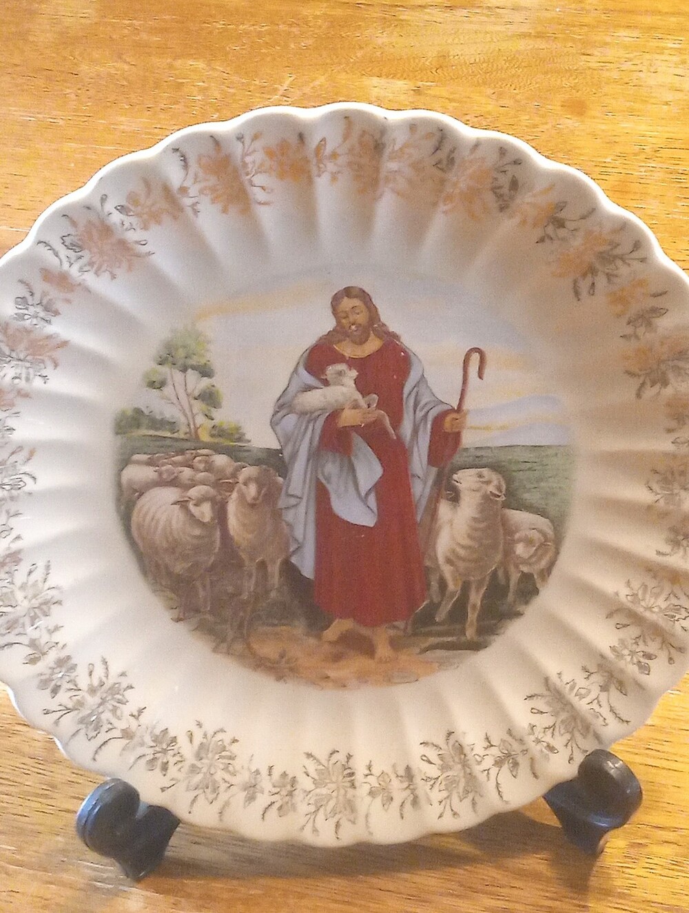 Vintage Good Shepherd 1st Edition Plate Warranted 23K Gold Sanders Mfg USA 1950s